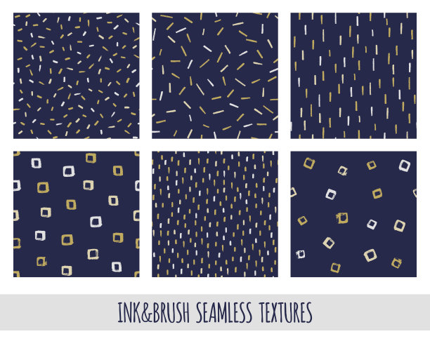 一套无缝矢量自由手涂鸦纹理，干刷图片下载
