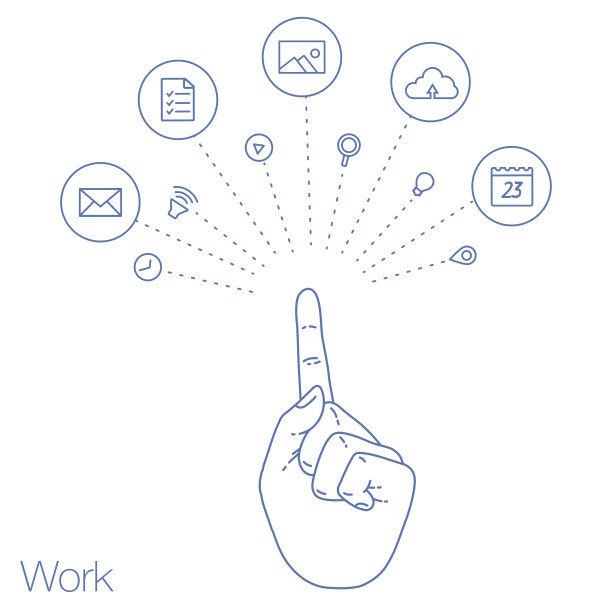 手保持移动与一组线图标图片下载