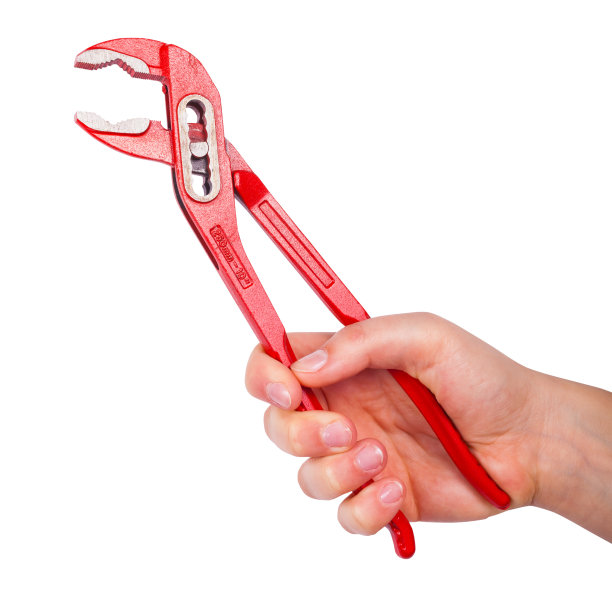 手上的钳子被隔离在白色背景上图片下载
