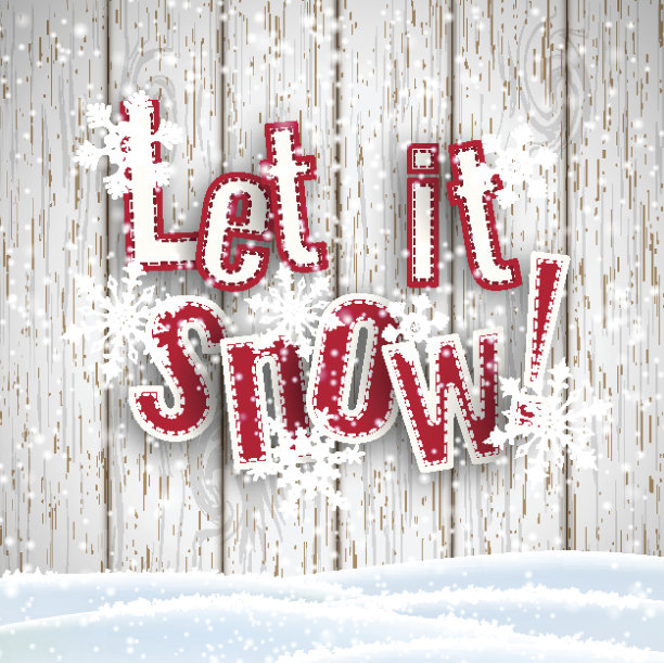 让它下雪，红色的文字与白色的木作背景图片下载