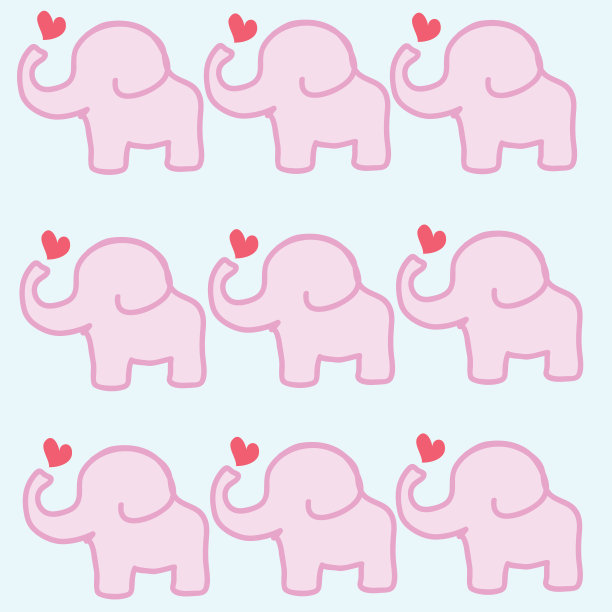 蓝色背景上的卡通粉色大象图片下载