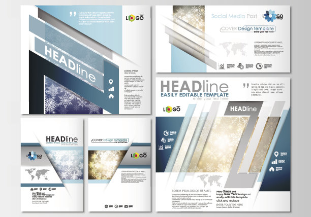 社交媒体上的帖子。业务模板。封面设计模板，方便图片下载
