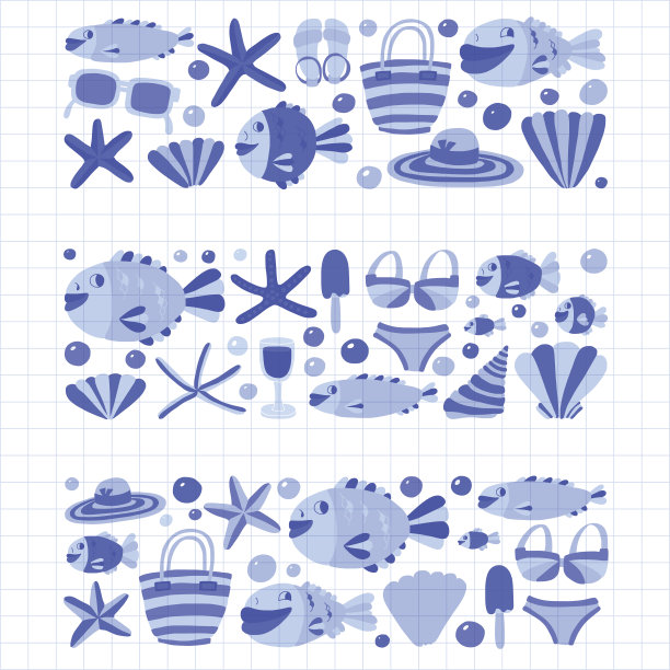 矢量平面手绘图标海滩和热带度假图片下载