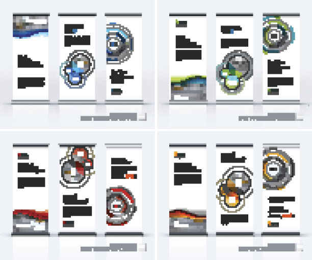 摘要商业向量集现代卷上旗帜站图片下载