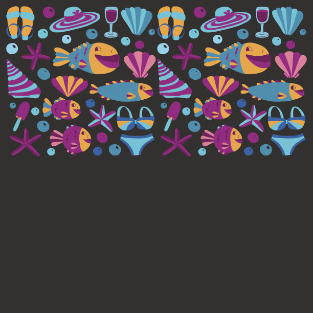 矢量平面手绘图标海滩和热带度假图片下载