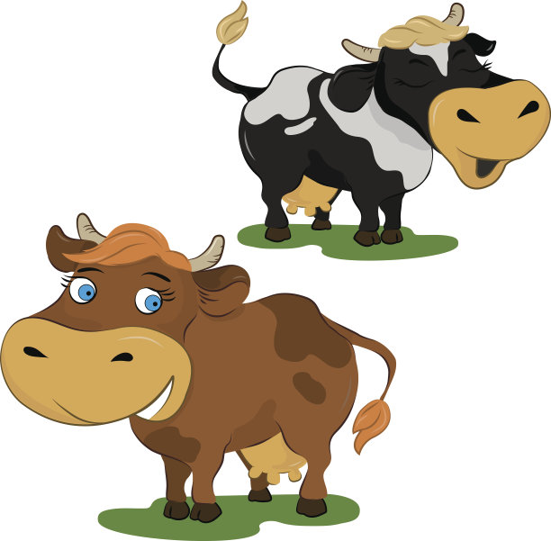 一对卡通奶牛。图片下载