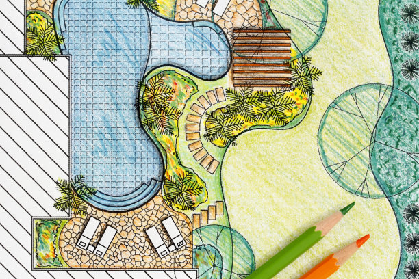 景观设计师为别墅设计后院平面图图片下载