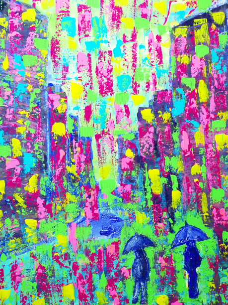 抽象彩绘雨在城市图片下载