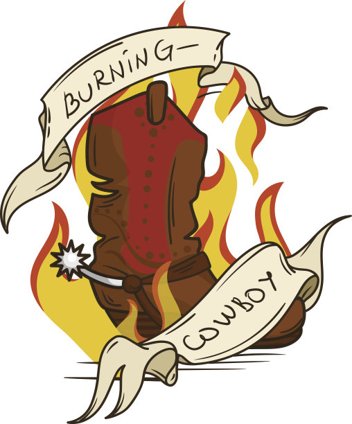 牛仔靴和文本丝带图片下载