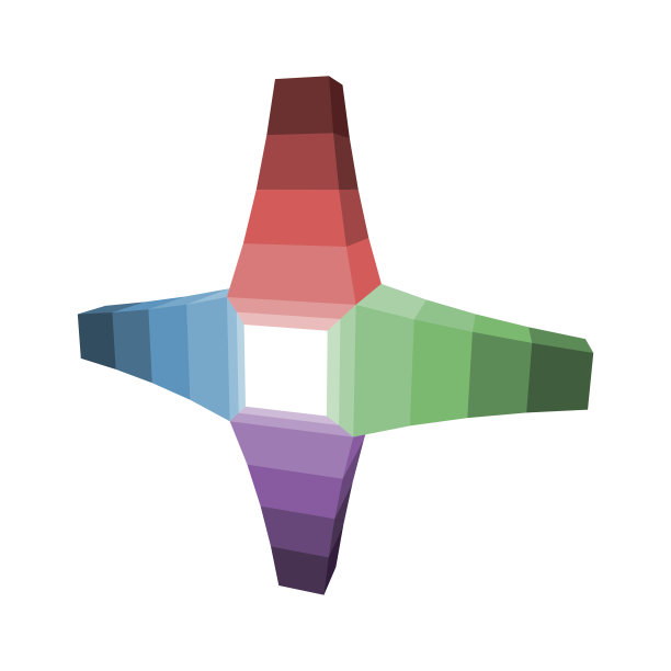 抽象几何三维对象孤立在白色背景。Vecto素材图片