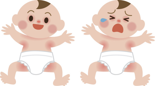 婴儿在皮疹中哭泣素材图片