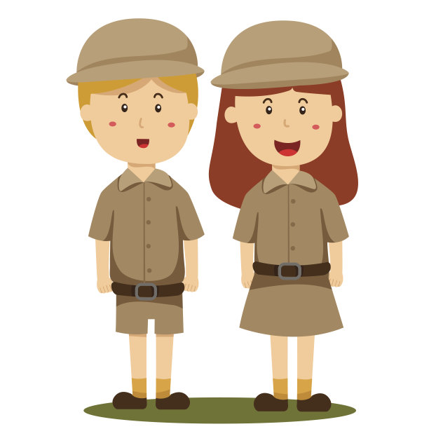 动物园管理员男孩和女孩的插画图片下载