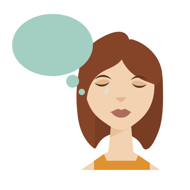 哭泣的女人思考矢量图图片下载