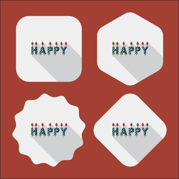 生日蜡烛平图标与长影子，eps10图片下载