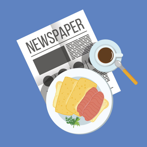 早餐羊角面包和咖啡俯视图。图片下载