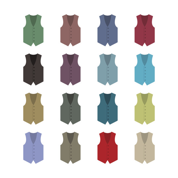 一套彩色马甲，矢量插图。图片下载
