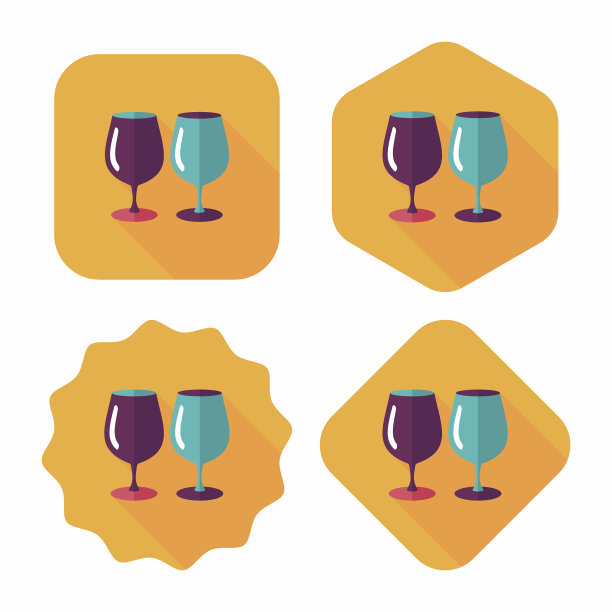 厨房玻璃杯扁平图标与长影子，eps10图片下载