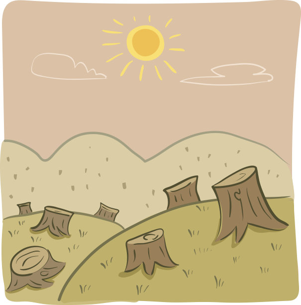 森林砍伐插图在纸箱风格。图片下载