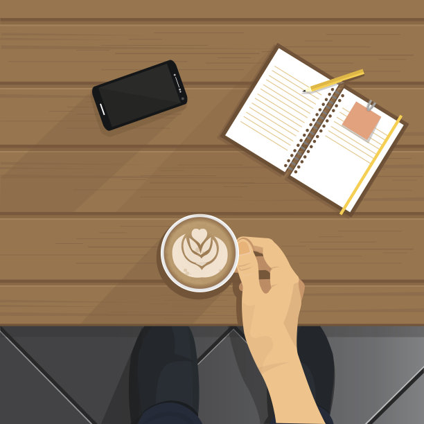 咖啡桌。矢量插图。创意办公空间。图标图片下载