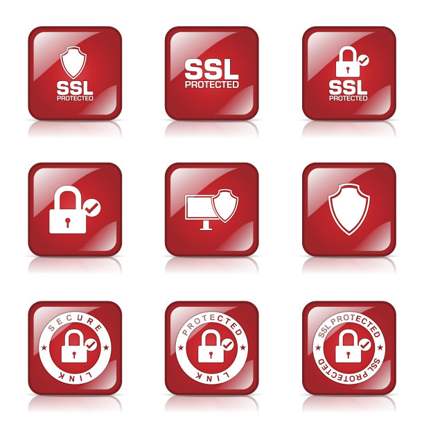 保护网络互联网正方形矢量红色图标设计集图片下载