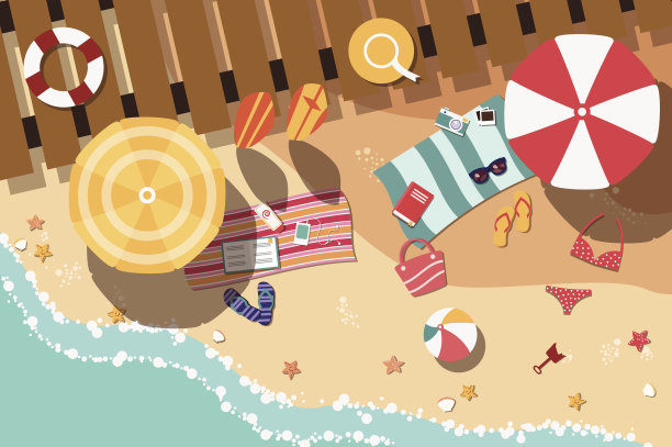 夏季沙滩设计，海边和海滩项目图片下载