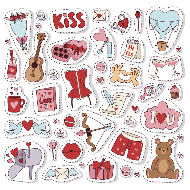 情人节图标矢量插图图片下载