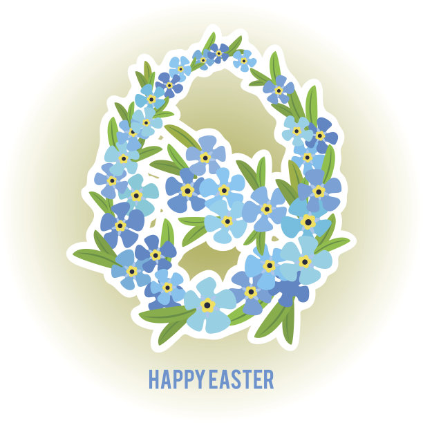 复活节彩蛋和忘我花相框图片下载