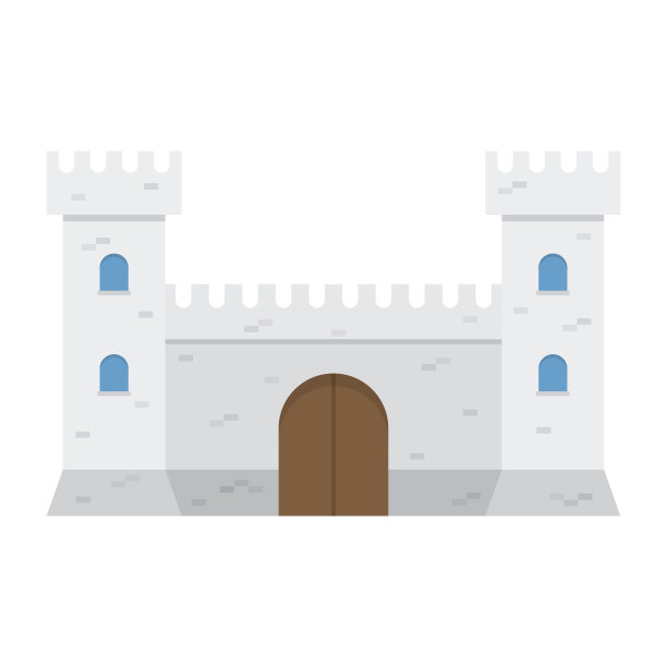 中世纪城堡，孤立在白色背景下。图片下载