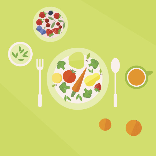 桌子上有一盘蔬菜和水果图片下载