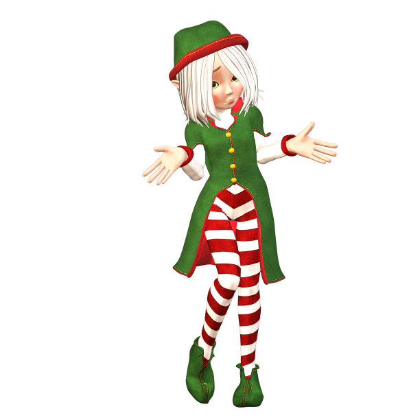 一个困惑的女圣诞精灵的插图图片下载
