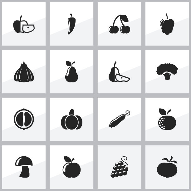 一组16可编辑的炊具图标。图片下载