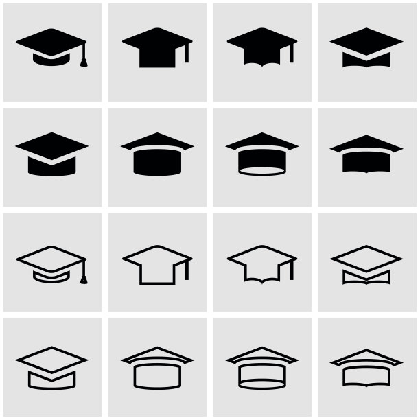 黑色学士帽图标矢量素材图片下载