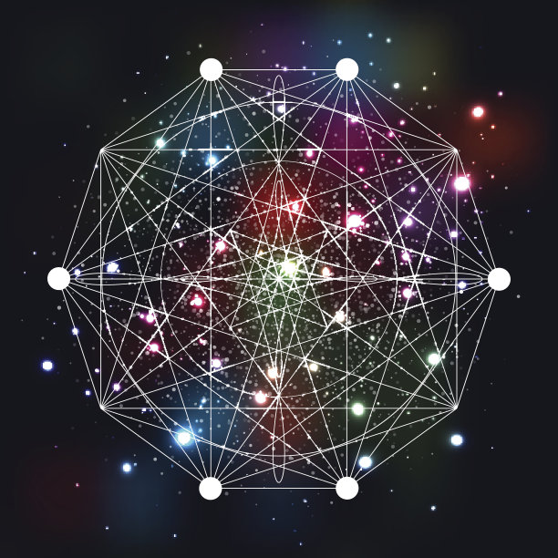 太空背景上的神秘几何符号素材图片