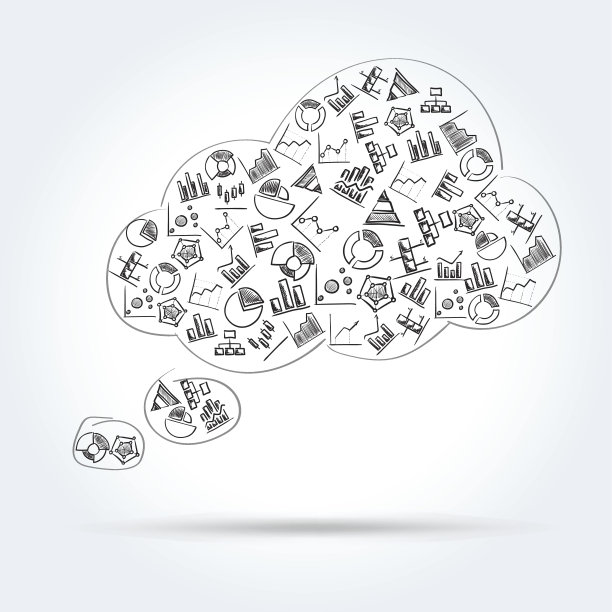 云泡沫与手绘图表图标图片下载