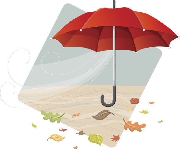 红色的伞在秋天的框架图片下载