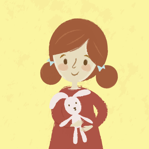 带着复活节兔娃娃的小女孩。图片下载
