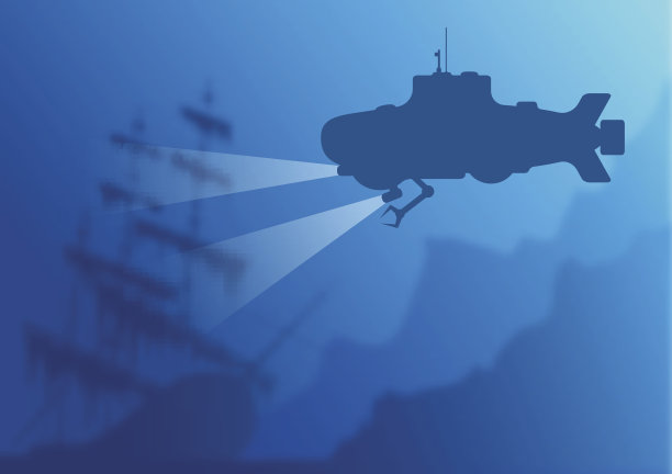 模糊的水下背景与潜艇图片下载