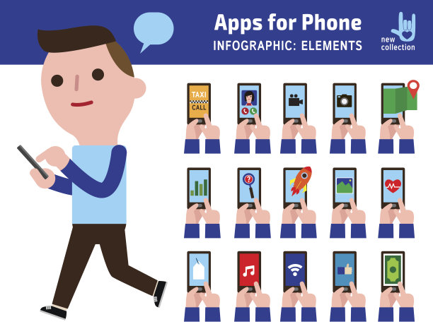 App手机卡通信息图元素概念图片下载