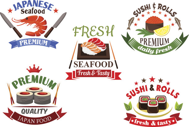 寿司和海鲜菜单元素素材图片