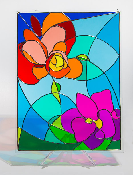 彩色玻璃-花图片下载