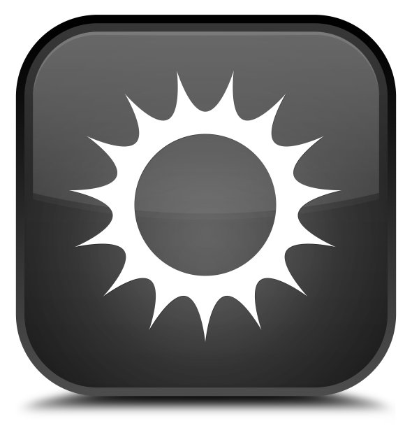 太阳图标特殊的黑色方形按钮图片下载