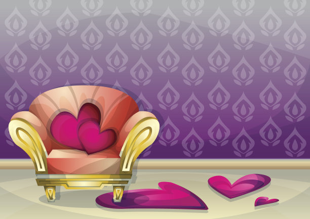 卡通矢量插图室内情人节房间与分离层图片下载