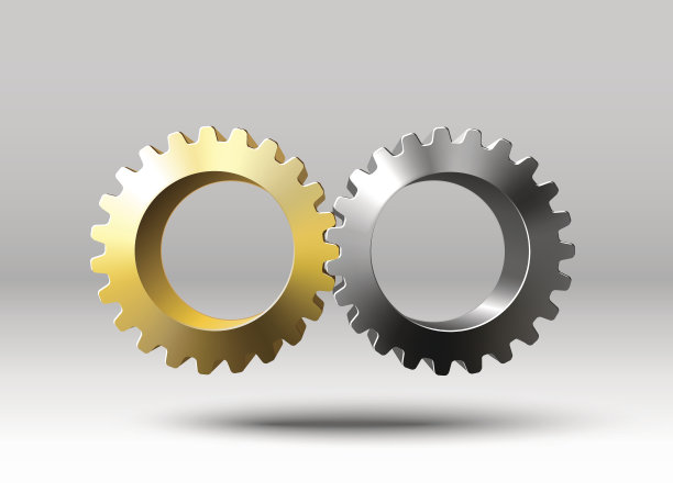 金色齿轮和金属齿轮图片下载