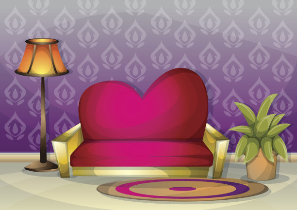 卡通矢量插图室内情人节房间与分离层图片下载