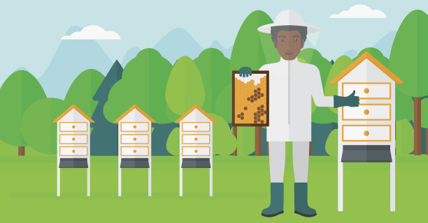 养蜂场的养蜂人图片下载
