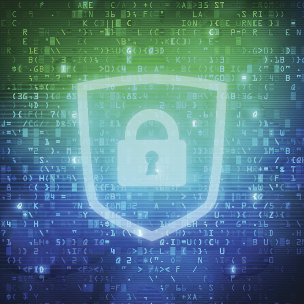 安全防护罩与挂锁图标计算机数字数据代码背景图片下载