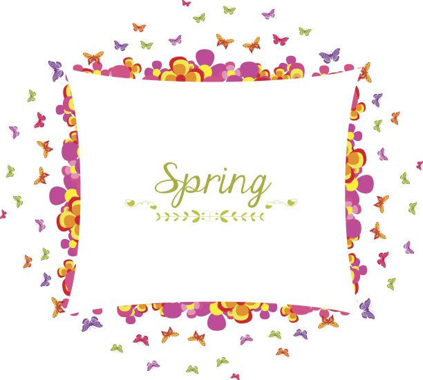春天用花蝴蝶撑起五彩缤纷的旗帜图片下载