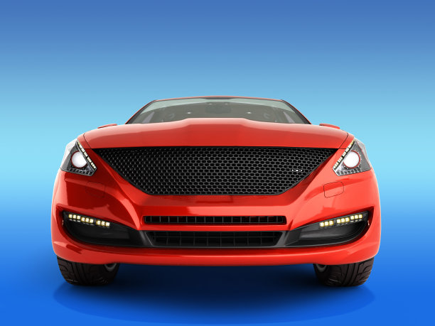 红色汽车前视图3d渲染梯度图片下载