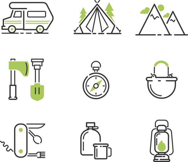 野营图标矢量隔离图片下载