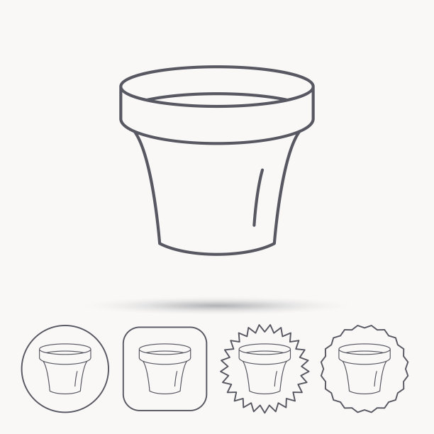 花盆图标。园艺陶瓷容器。图片下载